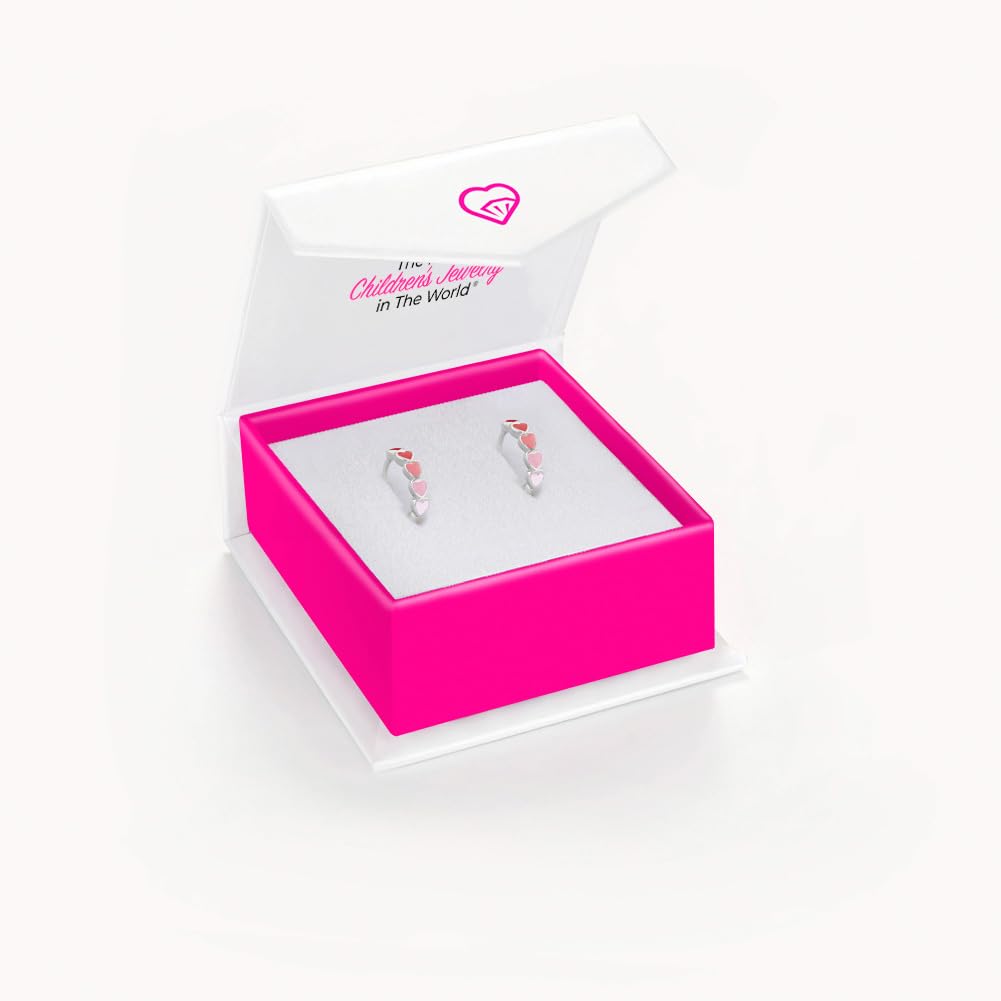 925 Sterling Silver Tiny Heart Enamel Huggie Hoop Earrings - Multicolored Heart Themed Hoops
