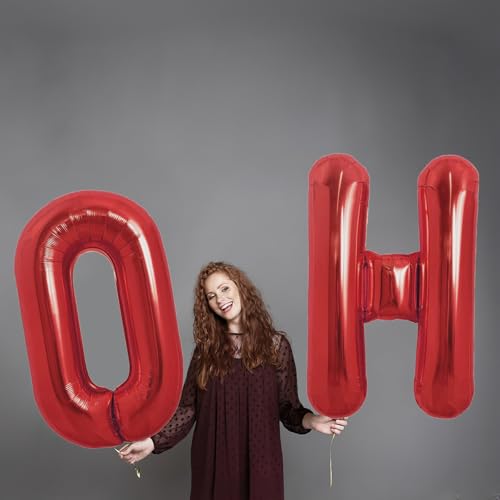40 Inch Oh Baby Balloon, Shower Decorations, Large Sign for Backdrop, Shiny Banner for Gender Reveal Party Supplies (Gold)