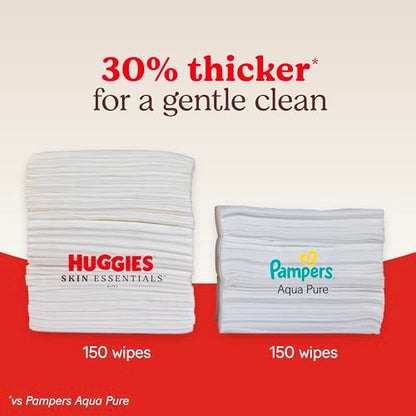 Huggies Skin Essentials Baby Wipes, Hypoallergenic, 99% Water, 2 Flip Top Packs (112 Wipes Total)