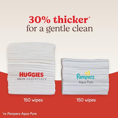 Huggies Skin Essentials Baby Wipes, Hypoallergenic, 99% Water, 2 Flip Top Packs (112 Wipes Total)