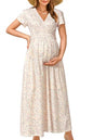 OUGES Maternity Maxi Dress Wrap V Neck Baby Shower Pregnancy Dresses for Photoshoot