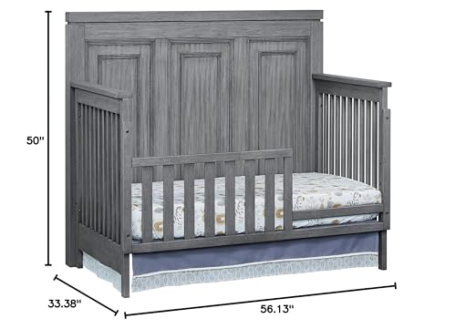 Soho Baby Manchester Premium 4-in-1 Convertible Crib, Flat-Top Headboard, Rustic Gray, GreenGuard Gold Certified