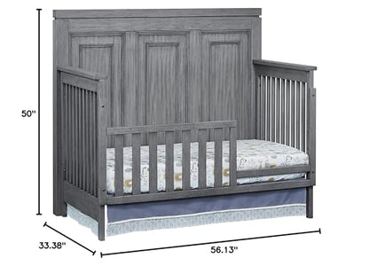 Soho Baby Manchester Premium 4-in-1 Convertible Crib, Flat-Top Headboard, Rustic Gray, GreenGuard Gold Certified