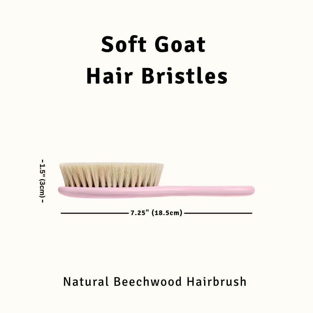 Baby Hair Brush with Soft Goat Bristles - Wooden Cradle Cap Brush for Newborns, Infants, Toddlers, and Kids - Gentle Scalp Grooming and Styling for Baby Girls and Boys (Sky)