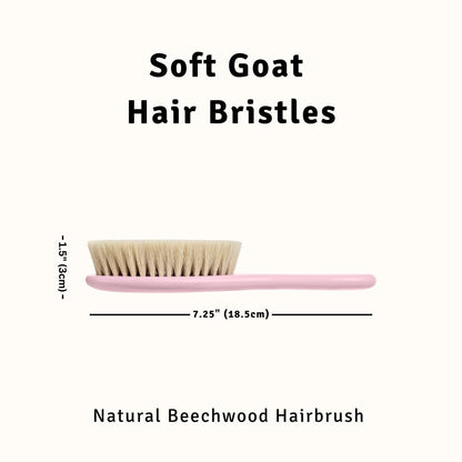 Baby Hair Brush with Soft Goat Bristles - Wooden Cradle Cap Brush for Newborns, Infants, Toddlers, and Kids - Gentle Scalp Grooming and Styling for Baby Girls and Boys (Sky)