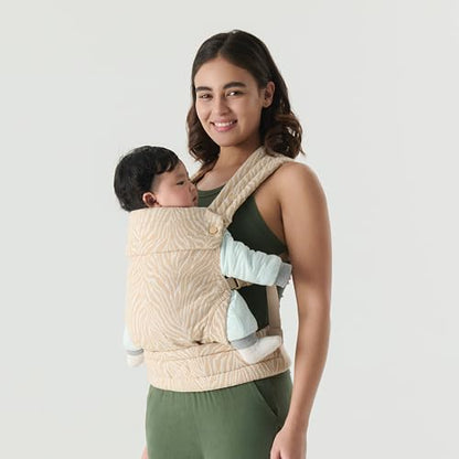 Baby Carrier for Newborns to Toddlers | Cozy Wrap with Lumbar Support | Soft Fabric, 7-35lbs Adjustable Fit | Brown Zebra Pattern