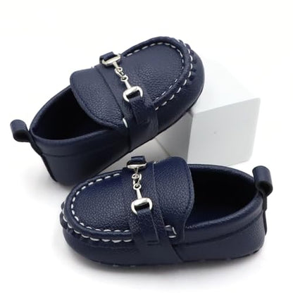 First Walking Shoes for Baby Boys Delightful Solid Color Slip-On Loafers, Lightweight, Non-Slip Flat
