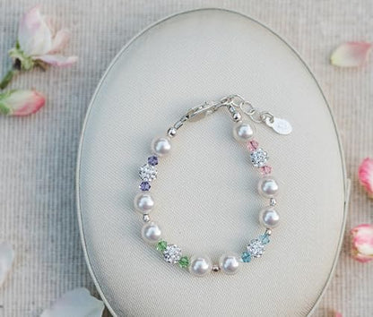Cherished Moments Children's 14K Gold-plated or Sterling Silver Bracelet with Stardust Beads and Austrian Crystals for Babies, Infants, Toddlers, and Girls Jewelry Gifts