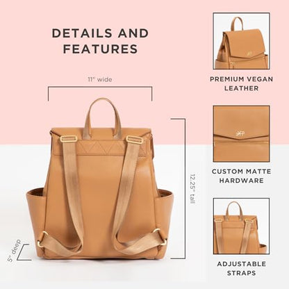 Freshly Picked Mini Classic Diaper Bag Backpack, Vegan Leather Baby Diaper Bag, Backpack Diaper Bag for Women (Aspen)