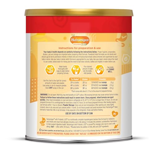 Enfamil Nutramigen Hypoallergenic Baby Formula with Iron, Lactose Free, Colic Relief from Cow's Milk Allergy Starts in 24 Hours, Brain Building DHA, Probiotic LGG for Immune Support, 27.8 Oz Can