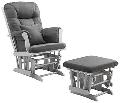 Angel Line Monterey Glider & Ottoman, Grey Finish - Grey Cushion