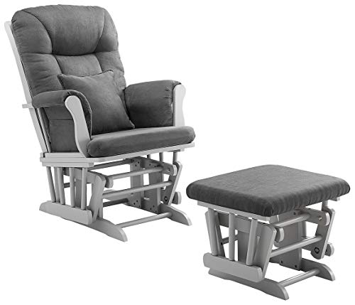 Angel Line Monterey Glider & Ottoman, Grey Finish - Grey Cushion