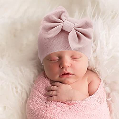BQUBO Newborn Baby Girls Hats Mittens Set Hospital Hat Beanie Infant Bow Hats Baby Cotton Gloves for 0-6 Months