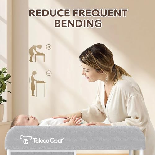 G TALECO GEAR Baby Changing Table, Portable Changing Table, Diaper Changing Station with Waterproof Pad, Changing Table Dresser with 3 Storage Baskets, Mobile Nursery Organizer for Newborn Essentials