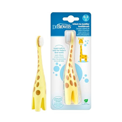 Dr. Brown's Infant-to-Toddler Training Toothbrush, Soft for Baby's First Teeth, Pink Elephant, 0-3 Years (Colors/Styles May Vary)