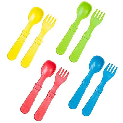 Re-Play Toddler Forks and Spoons Set - 4x4 Utensils Set for Kids - Dishwasher and Microwave Safe - Made in USA - Pack of 8-5.8" x 1.2" x 0.2" - Princess