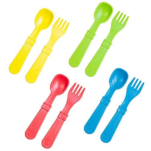 Re-Play Toddler Forks and Spoons Set - 4x4 Utensils Set for Kids - Dishwasher and Microwave Safe - Made in USA - Pack of 8-5.8" x 1.2" x 0.2" - Princess