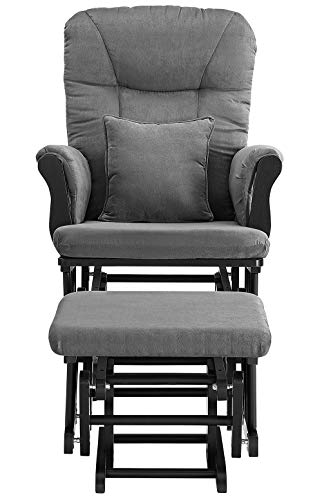 Angel Line Monterey Glider & Ottoman, Grey Finish - Grey Cushion