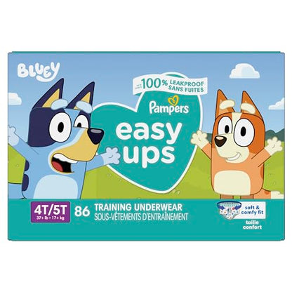 Pampers Training Pants - Easy Ups Boys & Girls Bluey - Size 4T-5T, 104 Count, Children's Potty Underwear (Packaging May Vary)