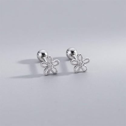 18G Daisy Flower Stud Cartilage Earrings for Women Girls 925 Sterling Silver CZ Tiny Cute Floral 3mm Ball Barbell Screw Back Studs Sleeper Tragus Post Hypoallergenic Piercing Body Jewelry Gifts