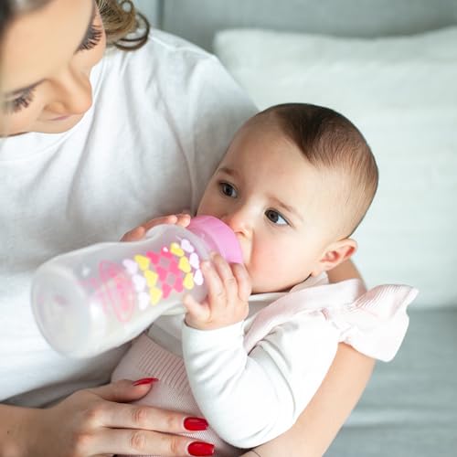 Dr. Brown’s Anti-Colic Options+ Wide-Neck Sippy Bottle Starter Kit, 9oz/270mL, with Level 3 Medium-Fast Flow Nipple and Soft 100% Silicone Sippy Spout, Pink, BPA Free, 6m+