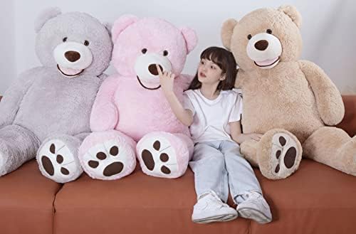 MorisMos Smile Giant Teddy Bear, 51inch Large Stuffed Bears with Big Footprints, Big Stuffed Animals Cuddly Plush Gifts for Girlfriends, Boyfriend, Dark Brown