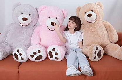 MorisMos Smile Giant Teddy Bear, 51inch Large Stuffed Bears with Big Footprints, Big Stuffed Animals Cuddly Plush Gifts for Girlfriends, Boyfriend, Dark Brown
