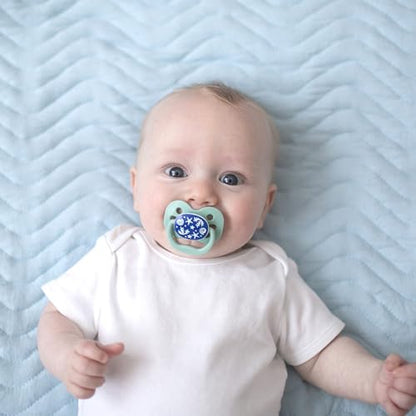 Dr. Brown's Advantage Glow-in-the-Dark Baby Pacifier, Fully Symmetrical Soother with Soft Silicone Bulb, Lavender Love-Coral Ocean, 0-6m, BPA Free, 4 Pack