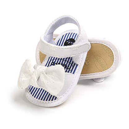 COSANKIM Infant Baby Girls Summer Sandals with Flower Soft Sole Newborn Toddler First Walker Crib Dress Shoes
