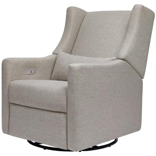 Babyletto Kiwi Electric Power Glider Recliner Nursery Chair w/ USB Ports - Water & Stain Resistant Glider Rocking Chair for Nursery - GREENGUARD Gold Certified Swivel Rocker Recliner Chair - Cream