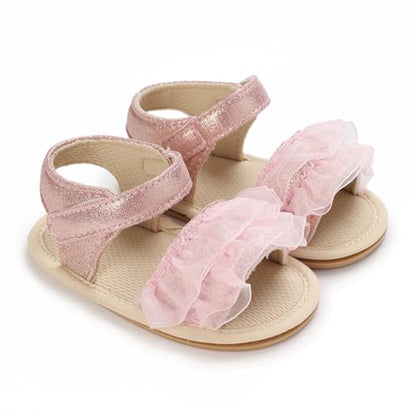 COSANKIM Baby Girl Sandals Rubber Sole Summer Outdoor Infant First Walker Crib Dress Shoes Baby Sandals