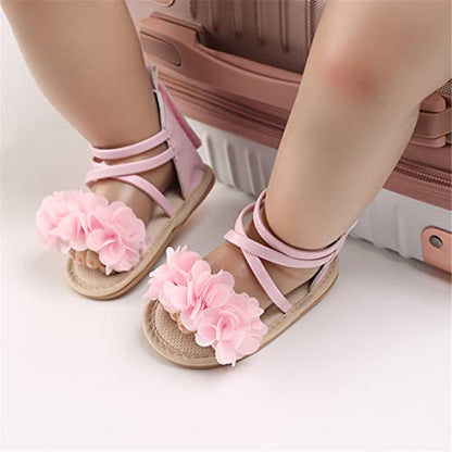COSANKIM Baby Girl Sandals Rubber Sole Summer Outdoor Infant First Walker Crib Dress Shoes Baby Sandals
