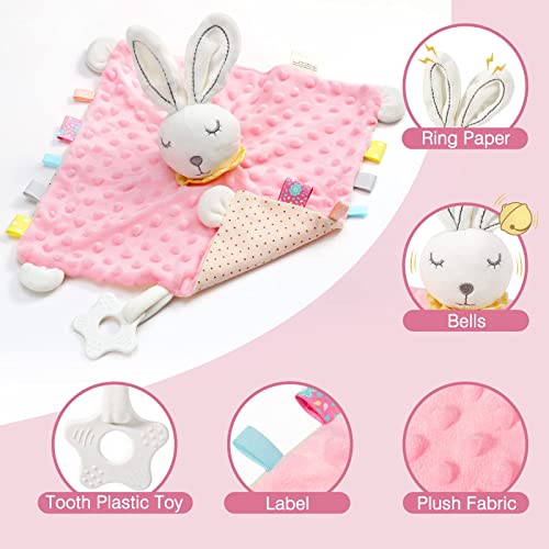 Zooawa Elephant Loveys for Babies Unisex for 1 2 3 4 5 6 Months Security Blanket Soft Stuffed Animal Elephant Baby Stuff Lovie Snuggle Blanket, Soothing Plush Toys Baby Gift for Newborn, Colours