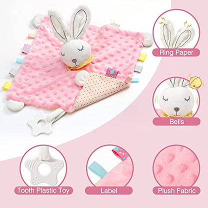 Zooawa Elephant Loveys for Babies Unisex for 1 2 3 4 5 6 Months Security Blanket Soft Stuffed Animal Elephant Baby Stuff Lovie Snuggle Blanket, Soothing Plush Toys Baby Gift for Newborn, Colours