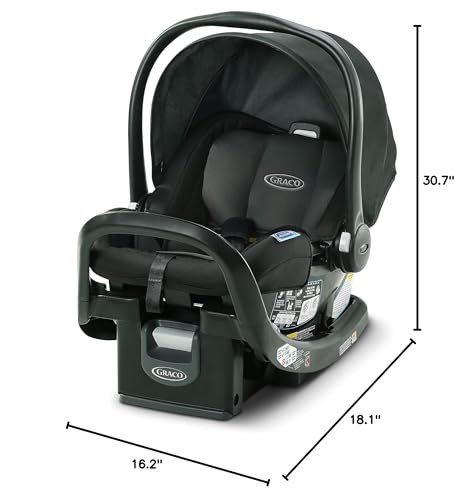 Graco SnugRide SnugFit Infant Car Seat with Simply Safe Adjust Harness System, Baby Car Seat with Anti Rebound Bar, Gotham