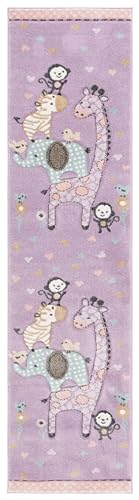 SAFAVIEH Carousel Kids Collection Accent Rug - 4' x 6', Ivory, Animal Design, Non-Shedding & Easy Care, Ideal for High Traffic Areas for Boys & Girls in Playroom, Nursery, Bedroom (CRK120A)