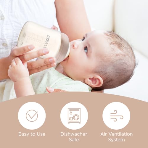 PPSU All-in-One Baby Bottle - Anti-Colic, Wide-Neck, Stable Base, Easy to Clean, Natural, Cloud Edition, 170ml, 6oz, Stage 1 (Slow Flow)