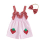 Boho Baby Girl Clothes Summer Toddler Tank Romper Sleeveless Bowknot Ruffle Overalls Jumpsuit Shorts With Headband