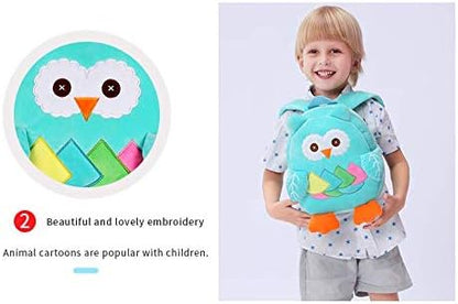 Cute Toddler Backpack Stuffed Cartoon Animal Mini Schoolbag For Boys And Girls (Blue owl)