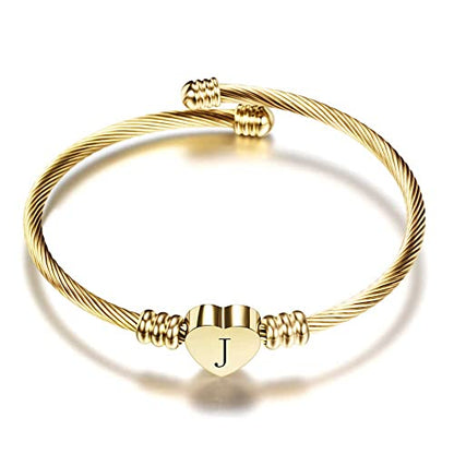 VQYSKO Gold Bracelets for Girls-A to Z Stainless Steel Heart Initial Girl Jewellery, Birthday Gifts for Girls