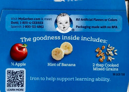 Gerber Nature Fruits Apples Bananas & Cereal, 4 Oz, 2 Ct Tubs