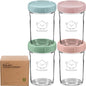 KeaBabies 4pk 8oz & 4pk 4oz Glass Baby Food Containers with Lids - Leak-Proof,Microwavable Small Glass Jars,Baby Purees & Toddler Snack Storage Containers,BPA-Free,Dishwasher & Freezer Safe(Musk Dusk)