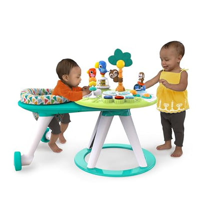Bright Starts Around We Go 2-in-1 Baby Walker, Discovery Activity Center and Table, Tropic Coral, Ages 6 Months+