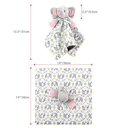 Zooawa Elephant Loveys for Babies Unisex for 1 2 3 4 5 6 Months Security Blanket Soft Stuffed Animal Elephant Baby Stuff Lovie Snuggle Blanket, Soothing Plush Toys Baby Gift for Newborn, Colours