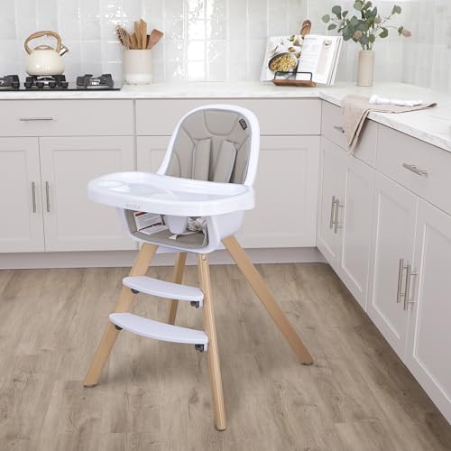 Evolur Zoodle 2 in 1 Convertible Baby High Chair in Light Gray