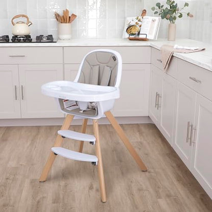 Evolur Zoodle 2 in 1 Convertible Baby High Chair in Light Gray