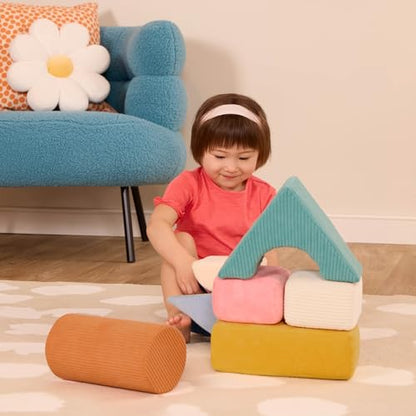 B. Toys Soft Fabric Building Blocks for Toddlers - Educational Alphabet Blocks with Textured Shapes - Stack & Play ABC Blocks for 6 Months+