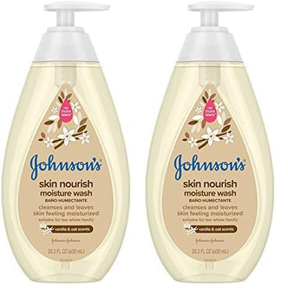 Johnson's Skin Nourishing Moisture Baby Body Wash With Vanilla & Oat Scents, Hypoallergenic & Tear Free Baby Bath Wash, Paraben-, Dye-, Sulfate & Phthalate-Free, 20.3 fl. oz