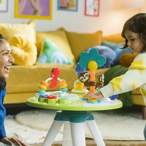 Bright Starts Around We Go 2-in-1 Baby Walker, Discovery Activity Center and Table, Tropic Coral, Ages 6 Months+
