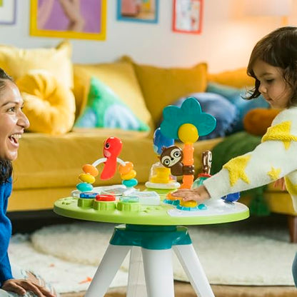 Bright Starts Around We Go 2-in-1 Baby Walker, Discovery Activity Center and Table, Tropic Coral, Ages 6 Months+